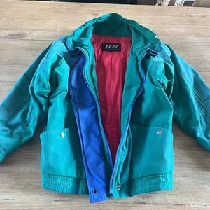 Izzi Vintage 1990s Colorblock Full Zip Ski Coat Hooded Y2K Womens Size S 90s